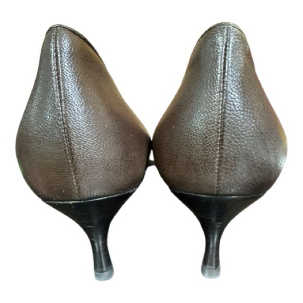 Gucci Chocolate Brown Leather Pointed Kitten Toe Heels - Picture 4 of 7
